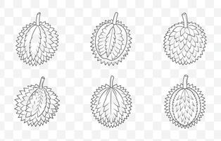 Print Durian Line Art Set Detailed Illustrations of the King of Fruits in Minimalist Style for Artistic Design Projects vector