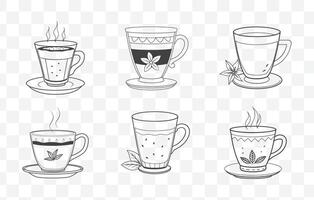 Print Masala Chai Art Set Traditional Indian Tea Drink Line Art Collection vector