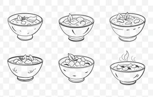 Print Panang Curry Art Set Featuring Detailed Illustrations of Traditional Thai Dish with Ingredients and Garnishes vector