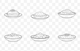 Print Chole Bhature Art Set with Authentic Indian Cuisine Illustration and Design Elements vector