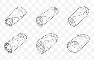 Print Paneer Roll Art Set with Unique and Detailed Illustrations for Creative Design Projects vector
