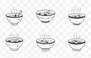 Print Authentic Tom Yum Goong Soup Art Set with Traditional Thai Ingredients and Elements vector