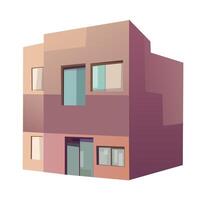 Modern urban house flat illustration depicting a stylish suburban residential building with a boxy geometric design and large windows showcasing contemporary architecture and minimalistic style vector