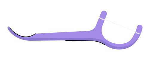 Purple dental floss tool flat illustration highlighting the importance of dental health with a simple and modern design for effective cleaning vector