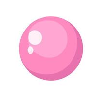 Pink soap bubble flat illustration on clean white background The bubble is round and has highlights giving it a shiny appearance vector