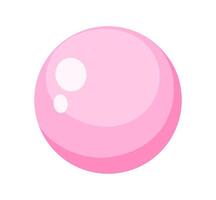 Illustration of a pink bubble in flat style the image shows a pink bubble on a white background with highlights indicating light reflections vector