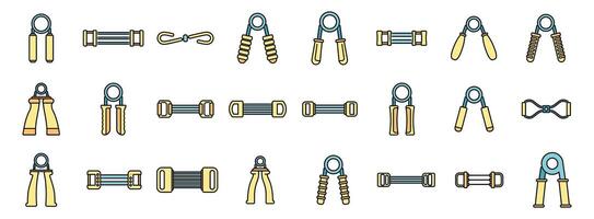 Set of hand grippers and expanders providing different levels of resistance for effective hand, wrist and forearm training vector