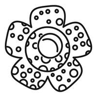 Black and white flower power icon showing flower with petals covered in circles vector