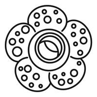 Rafflesia flower blooming with round petals icon thin line vector