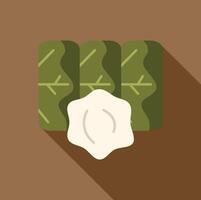 Stuffed grape leaves dolma with yogurt sauce flat icon design vector