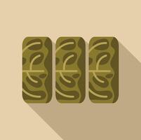 Three fresh dolmades with long shadow on pastel background vector