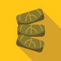 Three dolmades forming a stack on yellow background vector