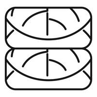 Two korean kimbap showing filling and seaweed wrap line icon vector