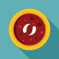 Red bean soup in yellow bowl with long shadow vector