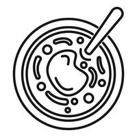 Laboratory petri dish with bacteria growing under microscope lens icon vector