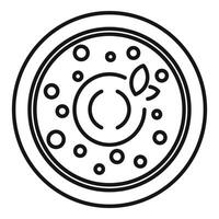Top view of soup dish with garnish minimalist line art icon vector
