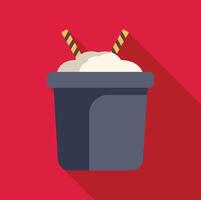Large soda cup with whipped cream and two straws on red background vector