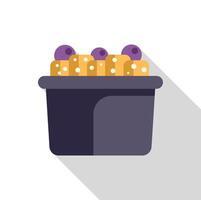 Blueberry crumble dessert in a plastic container with long shadow vector