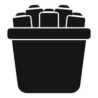 Full trash can overflowing with crumpled paper balls icon vector