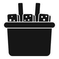 Dominoes game pieces falling into container icon vector