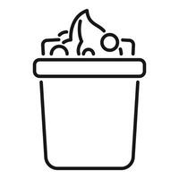 Overflowing trash can with paper and banana peel line icon vector