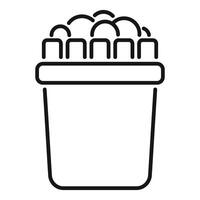 Bucket overflowing with soapy water and sponge wipes icon line style vector