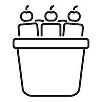 Three students sitting at desk in classroom line icon vector
