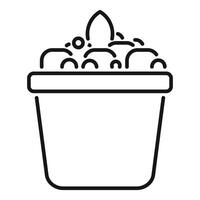 Pot with soil and sprout growing from seeds line icon design vector