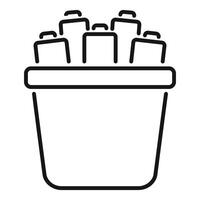 Battery recycling container with accumulators being collected for safe disposal vector