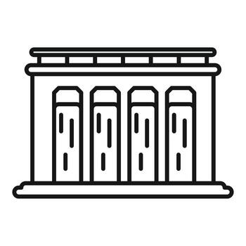 Building with columns facade thin line icon vector