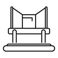 Voting booth with curtain and ballot box being used to vote in an election vector