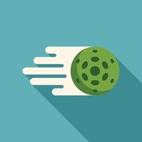 Green planet moving fast leaving white trail flat design icon with long shadow vector