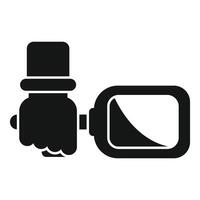 Hand holding action camera icon, simple style vector