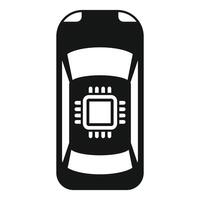 Smart car top view icon showing cpu and automobile body vector