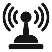 Wireless communication icon showing radio waves transmitting data vector