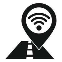 Simple icon of a road with a location pin indicating an area with wifi vector