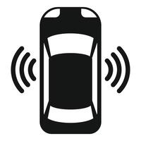 Smart car parking sensor icon showing autonomous vehicle using radar waves for safety features vector