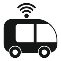 Self driving autonomous bus utilizing wifi icon vector