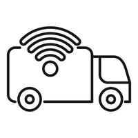 Delivery truck emitting wifi signal showing concept of smart delivery tracking vector
