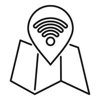 Location pin pointing public free wifi hotspot on map vector