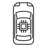 Smart car top view with central processor unit icon vector
