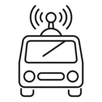 Self driving autonomous vehicle receiving gps signal icon vector