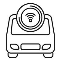 Smart car using wireless network icon showing wifi signal vector
