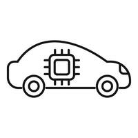 Modern car featuring a powerful microchip driving forward vector