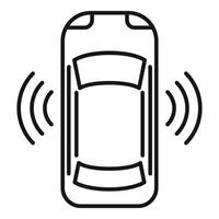 Smart car parking sensors detecting distance from obstacles icon vector