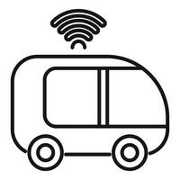 Smart minibus sharing wifi signal icon thin line vector