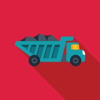 Turquoise mining dump truck transporting coal from mine vector