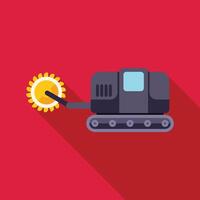Powerful rotary mining machine excavating with long shadow on red background vector