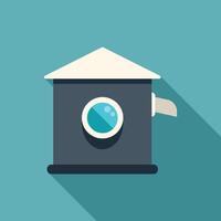 Minimalist building facade with round window and awning in flat design style vector