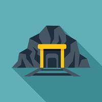 Mine entrance with rails leading into a mountainside vector